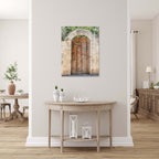 Israeli Holy Land Brown Old Wooden Door with Jerusalem Stone Arch - Ein Hod