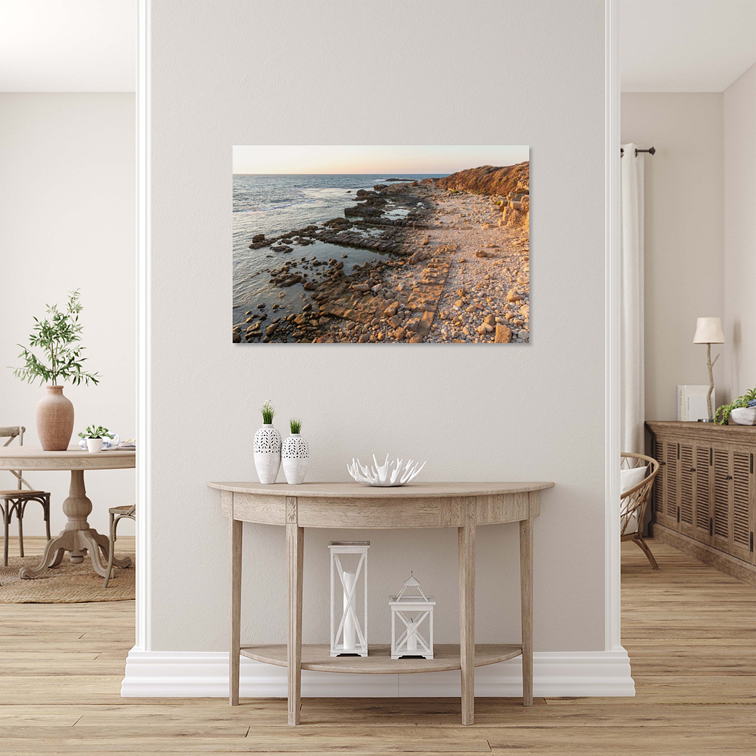 Israeli Holy Land Sunset Seascape Beach - Tel Dor Ancient Ruins Maritime City
