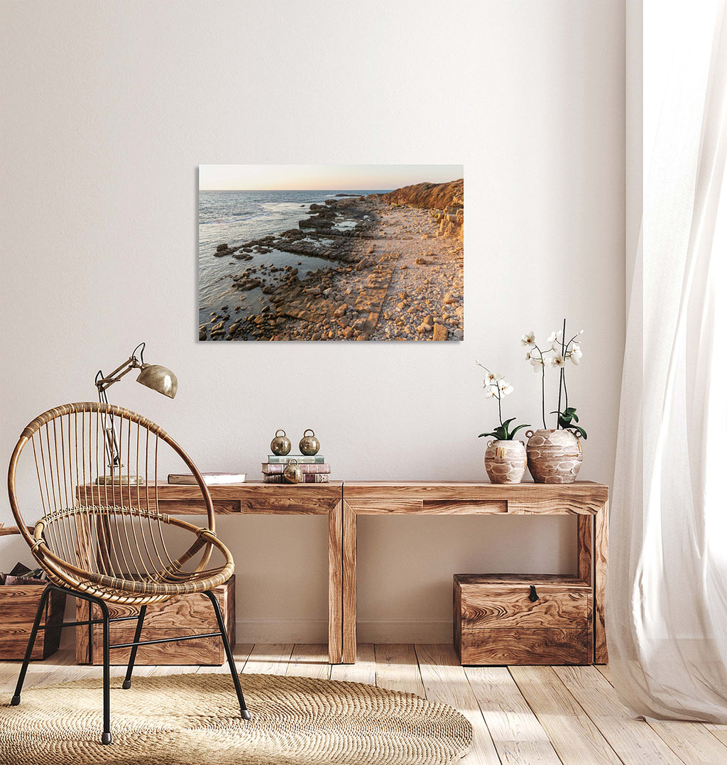 Israeli Holy Land Sunset Seascape Beach - Tel Dor Ancient Ruins Maritime City