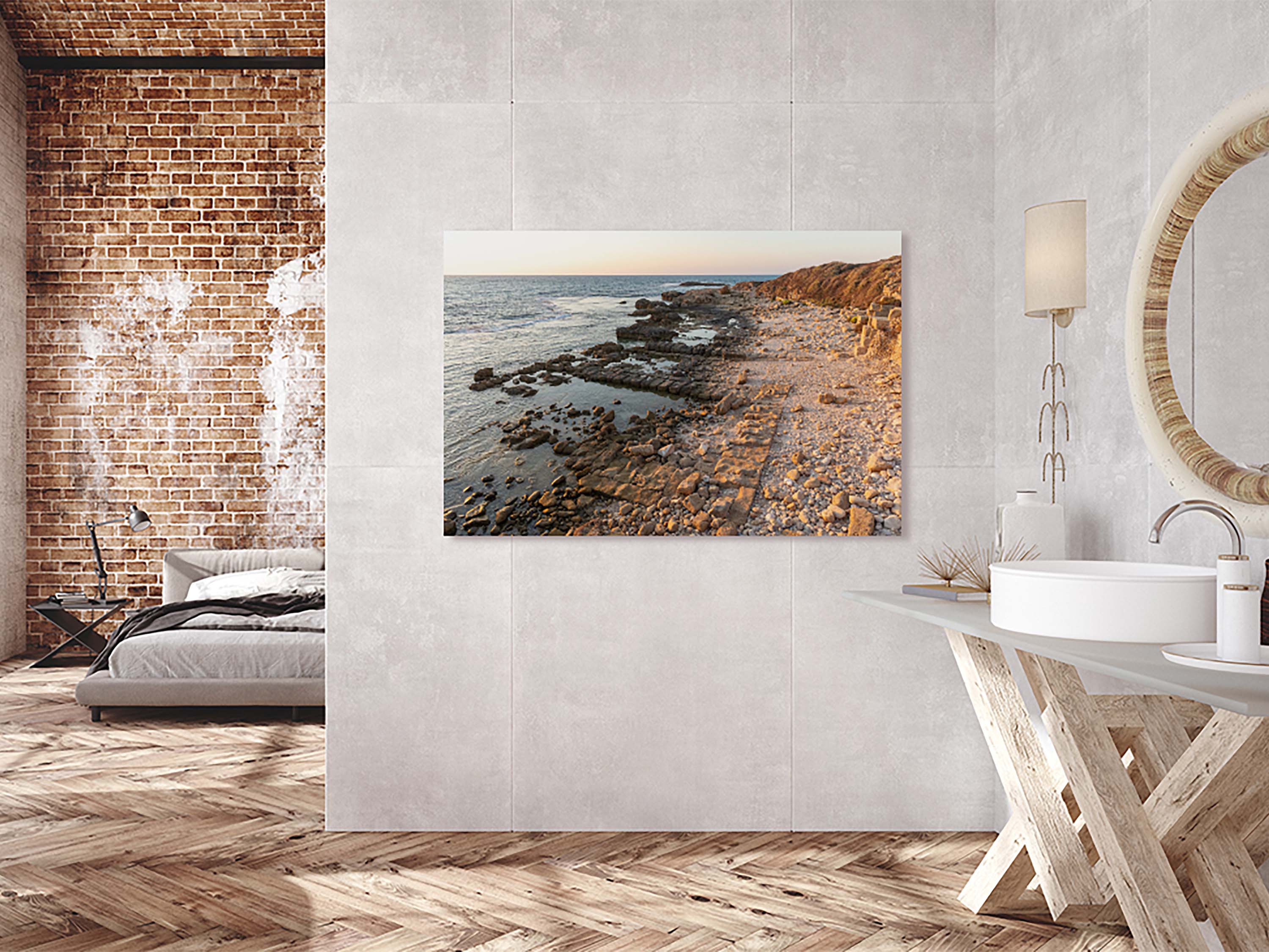Israeli Holy Land Sunset Seascape Beach - Tel Dor Ancient Ruins Maritime City