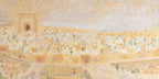 Panoramic Jerusalem Old City Temple Mount Painting Print, Biblical Pilgrimage Wall Art