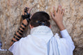 Bar Mitzvah Jewish Young Man Teenager Praying with Tallit at the Western Wall (Kotel)
