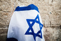 Jerusalem Kotel Western Wall — Man Covered with Israeli Flag Praying