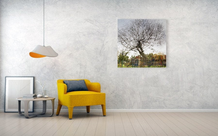 Tree Impressionist Painting — Bare oak tree during the winter