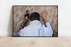 Bar Mitzvah Jewish Young Man Teenager Praying with Tallit at the Western Wall (Kotel)