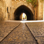 Jerusalem Old City Street with Old Stones and Arch