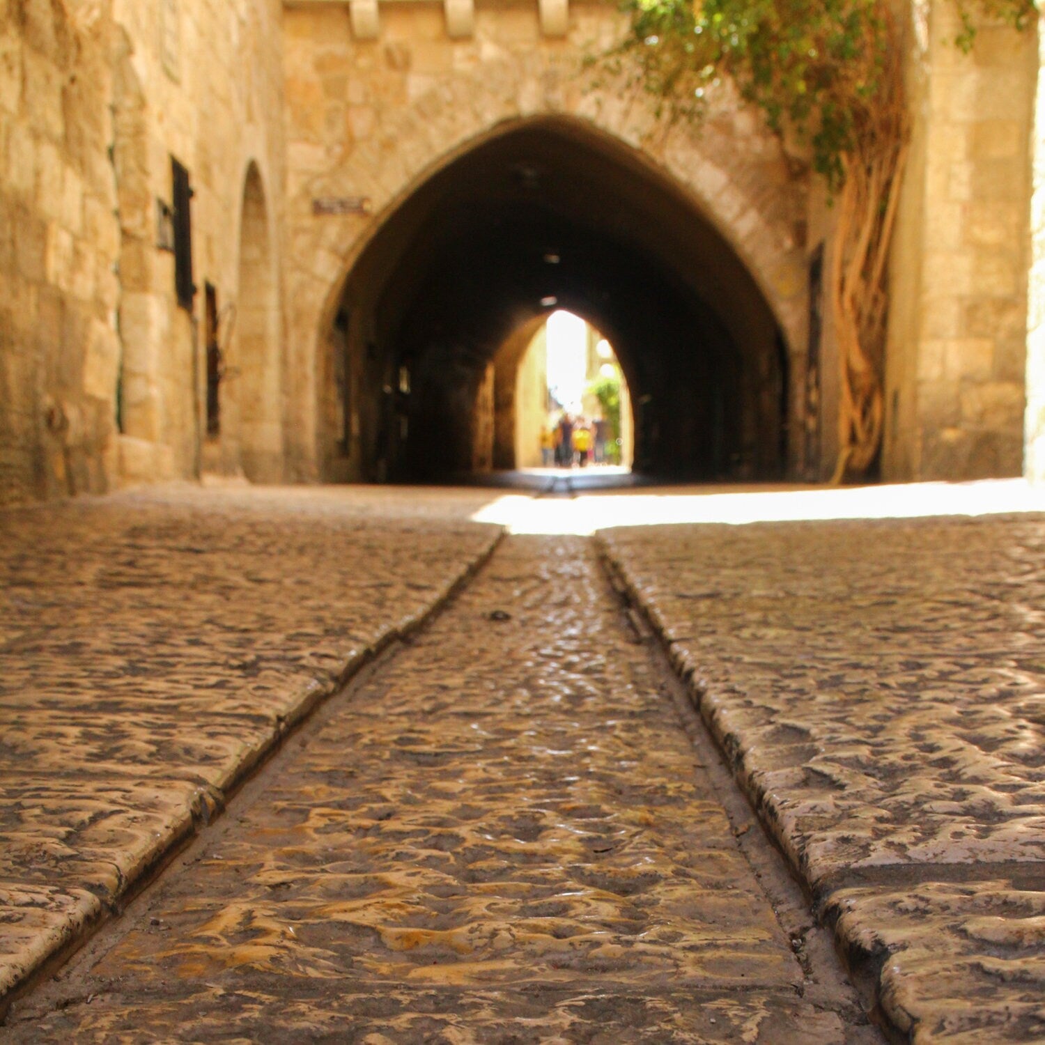 Jerusalem Old City Street with Old Stones and Arch