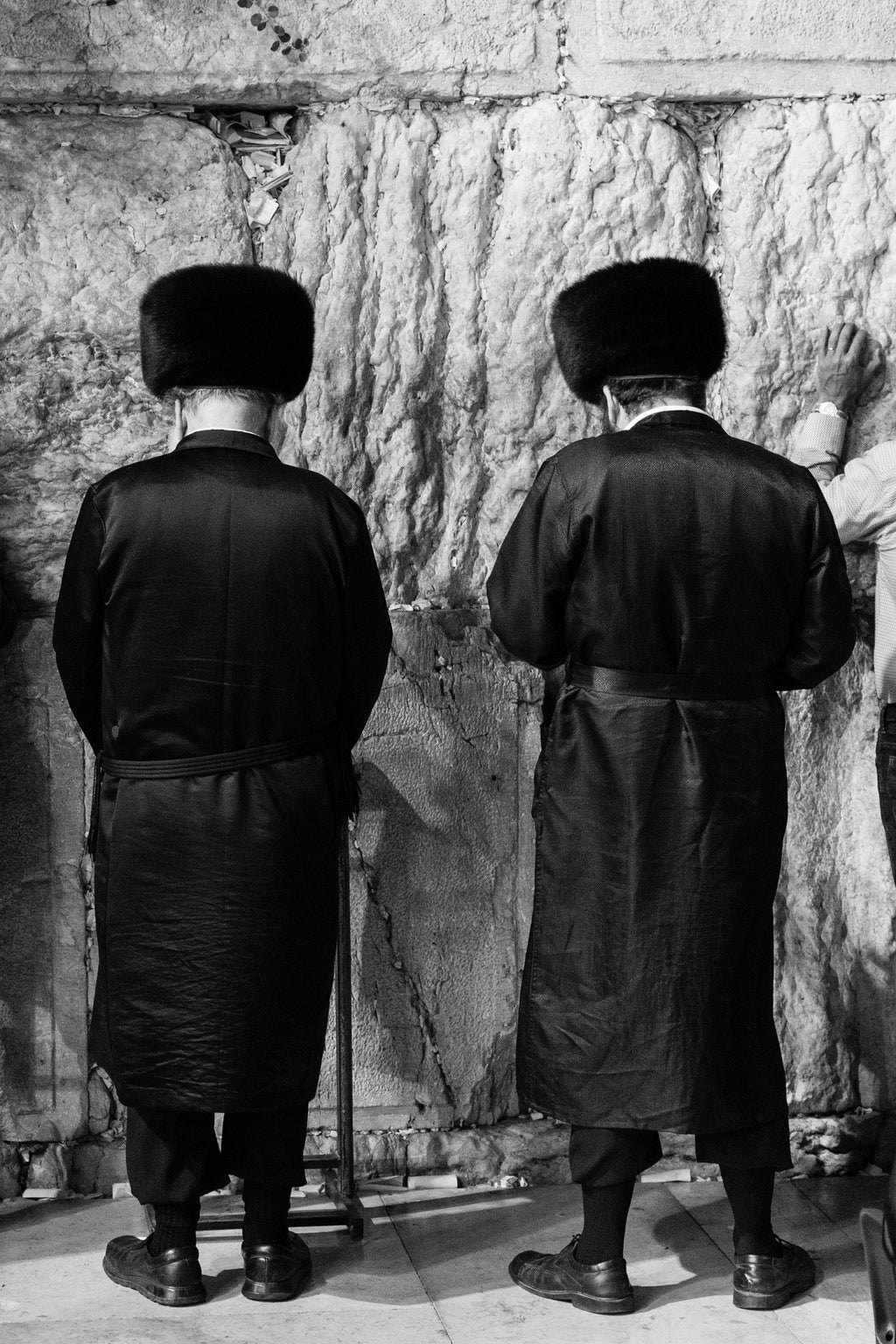 Two Hassidic Orthodox Prayers at the Wailing Wall, the Kotel, Jerusalem