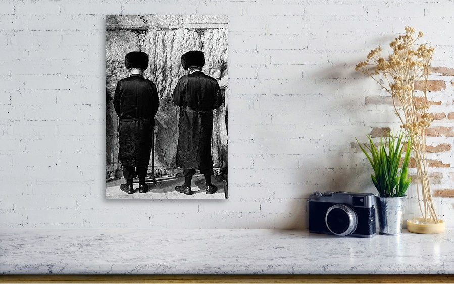 Two Hassidic Orthodox Prayers at the Wailing Wall, the Kotel, Jerusalem