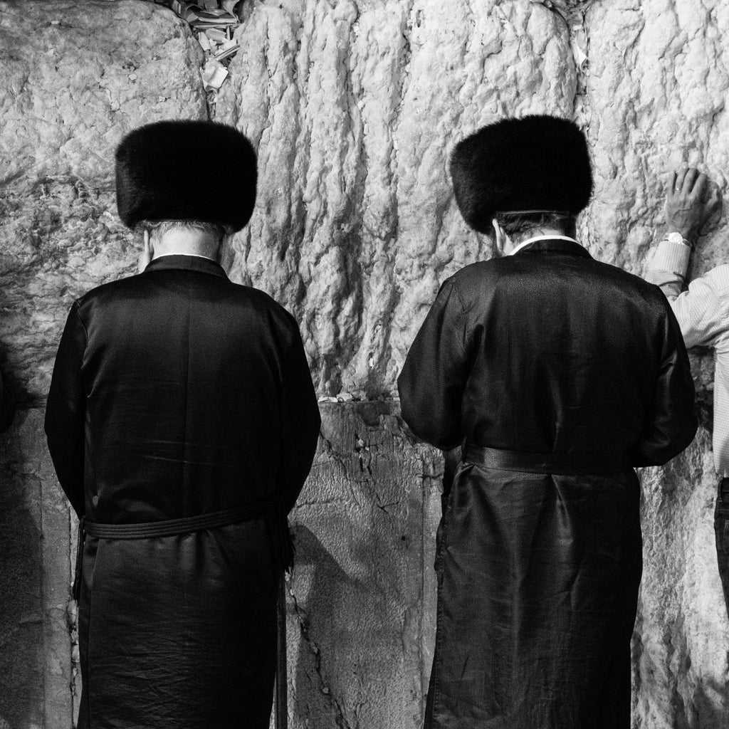 Two Hassidic Orthodox Prayers at the Wailing Wall, the Kotel, Jerusalem