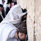 Jewish Kotel — Jewish Prayer with Tallit and Tefillin at the Wailing Wall, the Kotel, Jerusalem