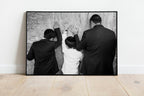 Jewish Wall Kotel — Father and sons praying on a stone of the wailing wall, the Kotel, Jerusalem
