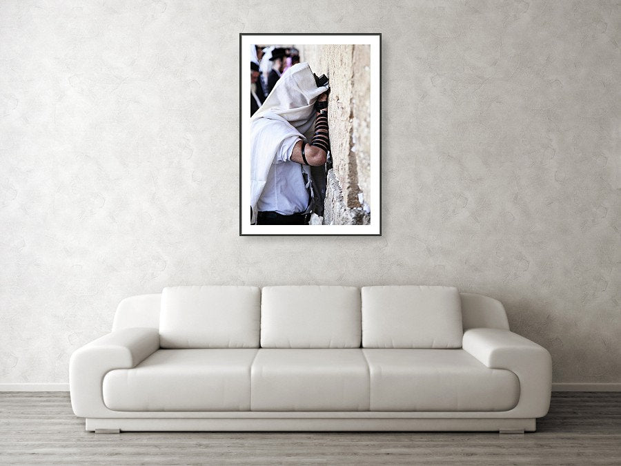Jewish Kotel — Jewish Prayer with Tallit and Tefillin at the Wailing Wall, the Kotel, Jerusalem