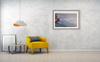 Seascape Sunset Photography print with a fisherman on rocks and boat at the sunset — Rosh Hanikra, Israel — Canvas