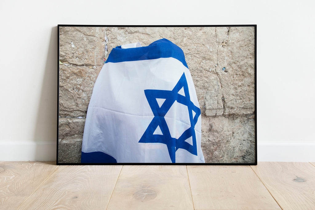 Jerusalem Kotel Western Wall — Man Covered with Israeli Flag Praying