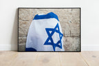 Jerusalem Kotel Western Wall — Man Covered with Israeli Flag Praying