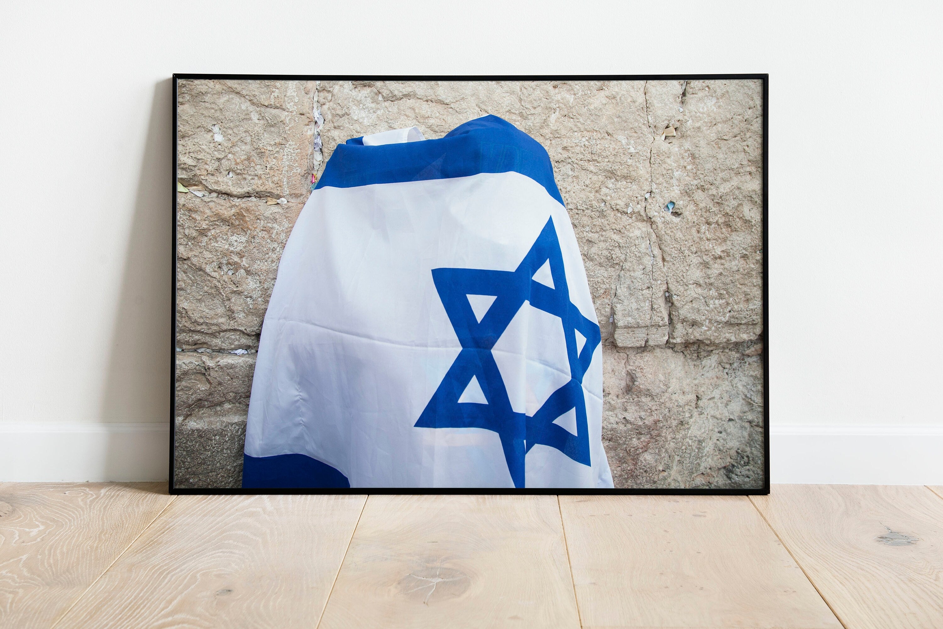 Jerusalem Kotel Western Wall — Man Covered with Israeli Flag Praying
