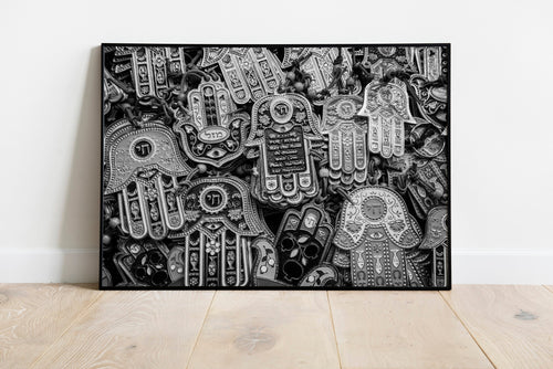 Black and White Chai Hamsa Hands — Chai Hamsa Wall Hanging