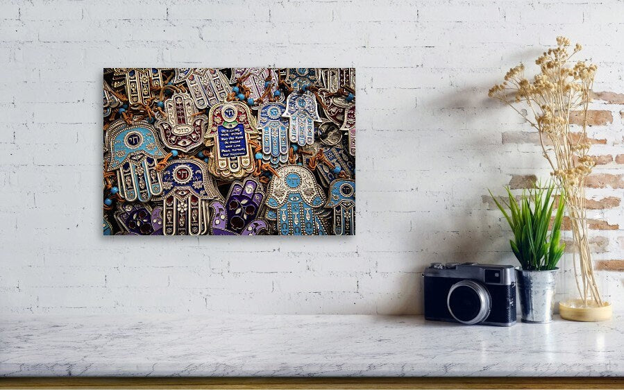 Colorful Israeli Holy Land Hamsa Chai Hands