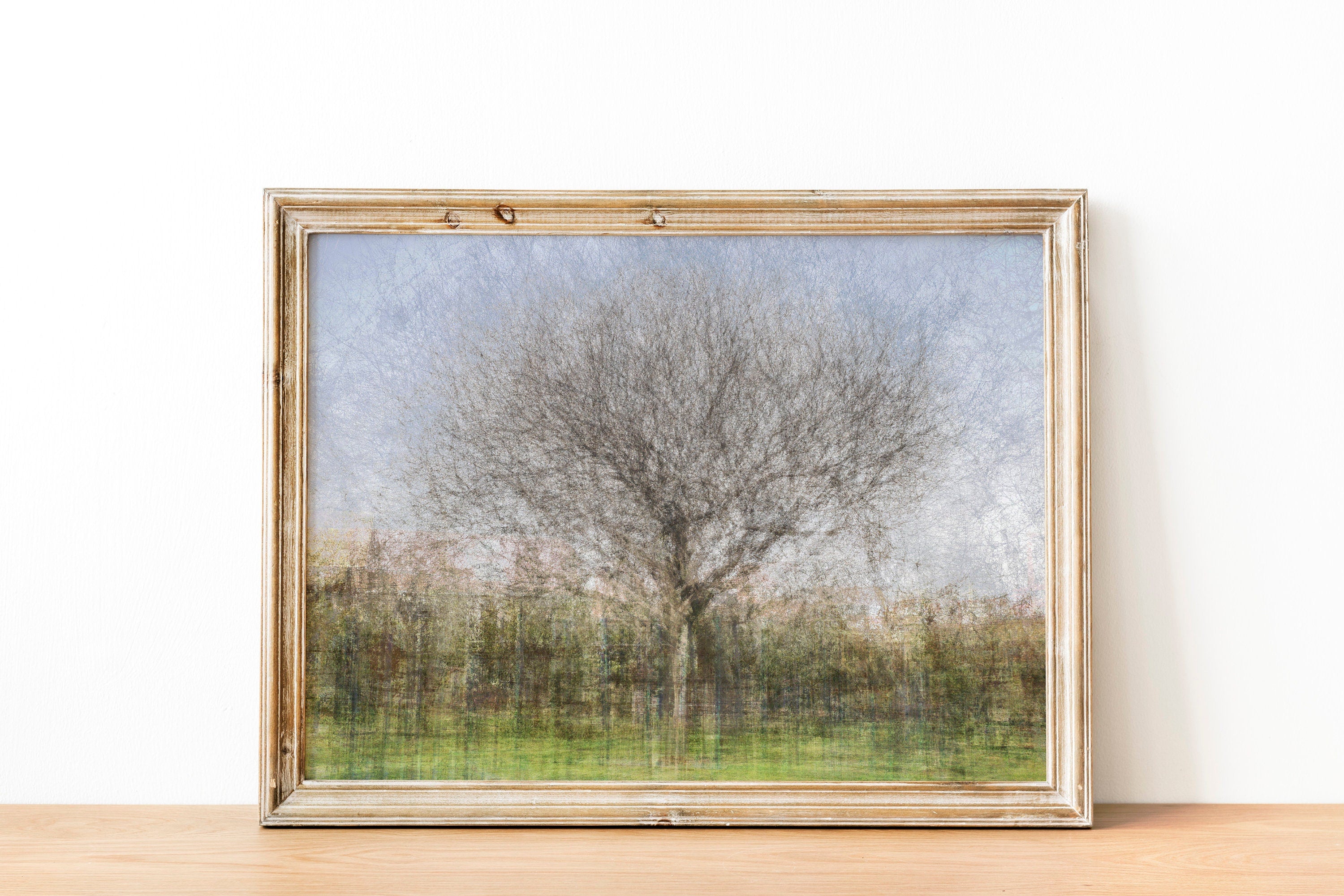 Oak Tree Impressionist Painting — Bare oak tree during the winter