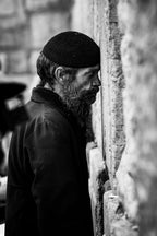 Black and White Orthodox Jewish Prayer Kotel