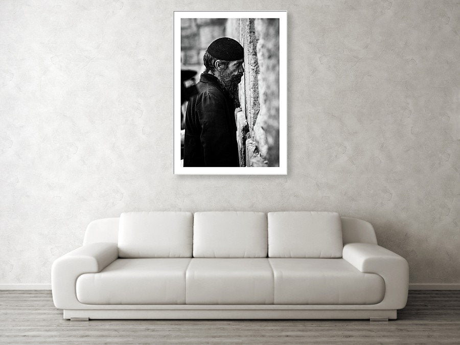 Black and White Orthodox Jewish Prayer Kotel