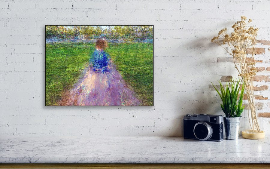 Jewish Child Portrait Impressionist Painting — The Little Prince on a Holy Land Israel Stone