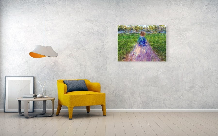 Jewish Child Portrait Impressionist Painting — The Little Prince on a Holy Land Israel Stone