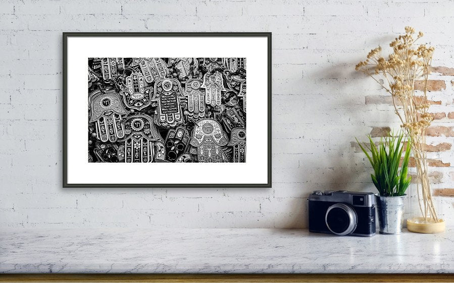 Black and White Chai Hamsa Hands — Chai Hamsa Wall Hanging