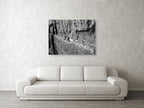 Black and White Jewish Kotel Wall Fine Art Print - Western Wall with Prayer Hand & Paper Notes between Stones - A Wailing Wall Kosel Canvas