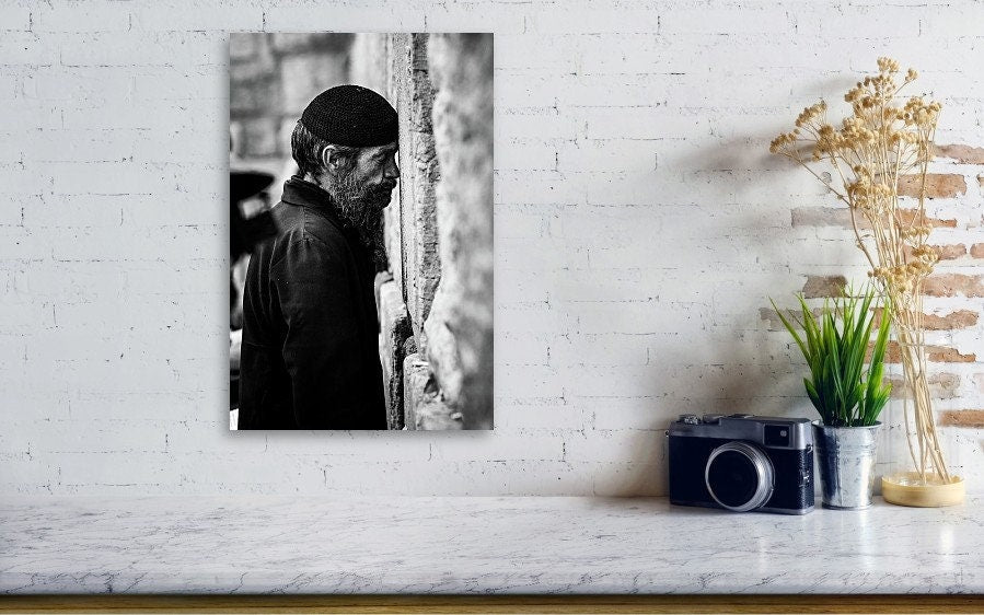 Black and White Orthodox Jewish Prayer Kotel