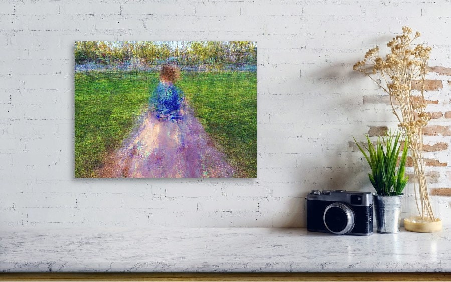 Jewish Child Portrait Impressionist Painting — The Little Prince on a Holy Land Israel Stone