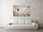 Wild Gold Flower Photography — Closed Wild Dryed Carrot Flower with cotton field , Israel, Wall Decor Nature Photography