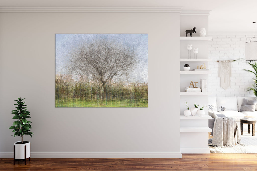 Oak Tree Impressionist Painting — Bare oak tree during the winter