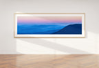 Panoramic Holy Land Blue Mountains and Pink Sky Landscape Photography — Israeli Galilee Mountains