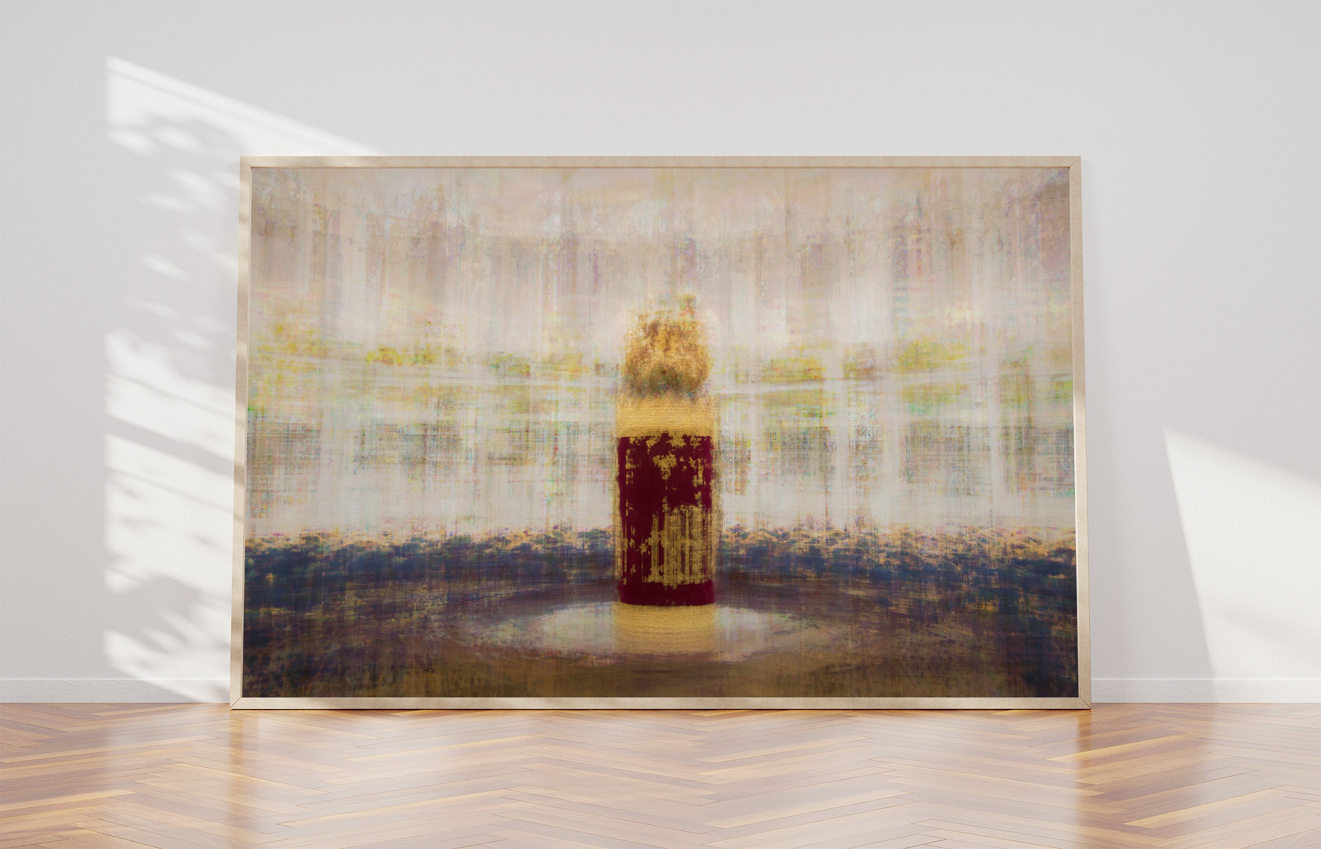 Jerusalem Gold and Red Jewish Old Bible Torah Scroll Painting
