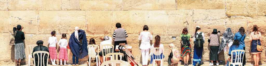 Jewish Women Kotel — Women Praying at the Western Wall — Panoramic Jerusalem Kosel Photography