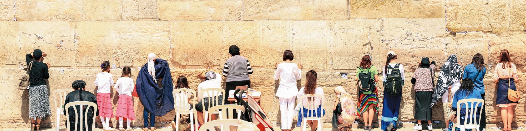 Jewish Women Kotel — Women Praying at the Western Wall — Panoramic Jerusalem Kosel Photography