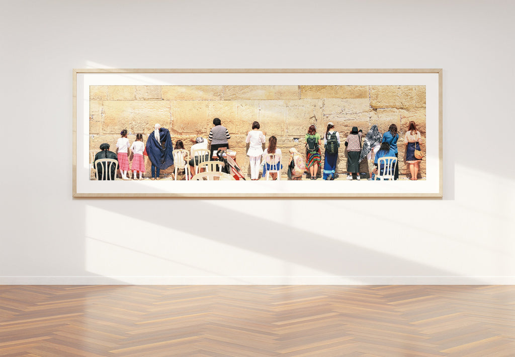 Jewish Women Kotel — Women Praying at the Western Wall — Panoramic Jerusalem Kosel Photography