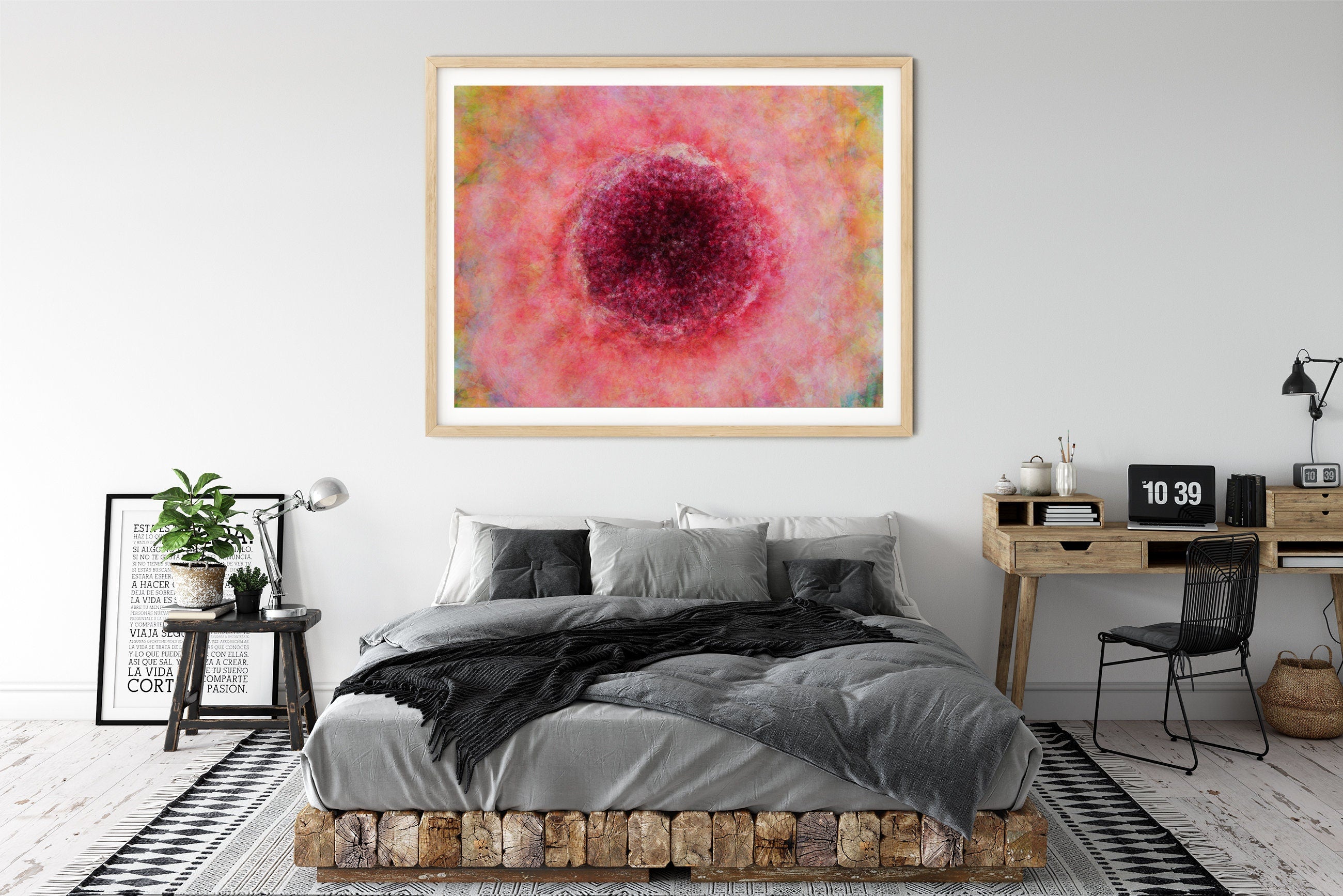 Impressionist Red Pink Pomegranate Painting Canvas Wrap — 7 species of Israel