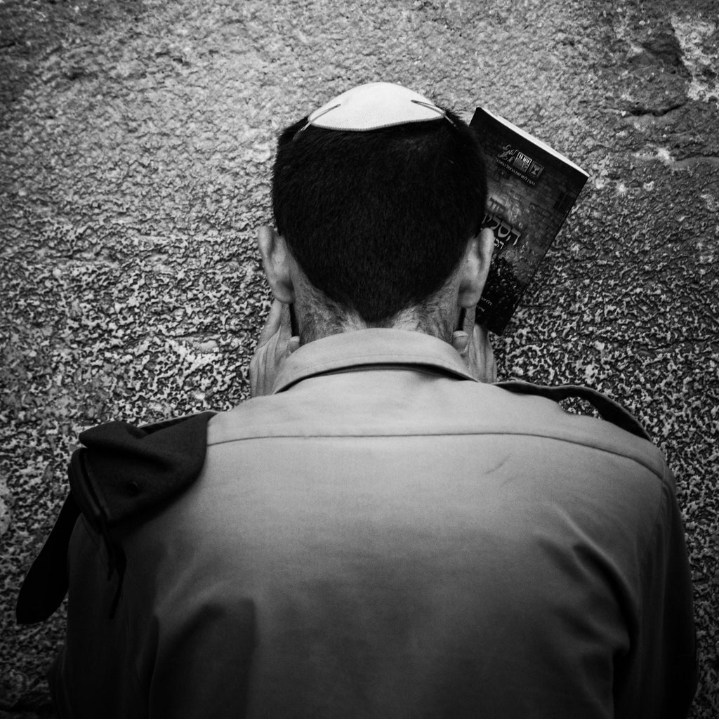 Jewish Tsahal Soldier Praying at the Kotel Western Wall