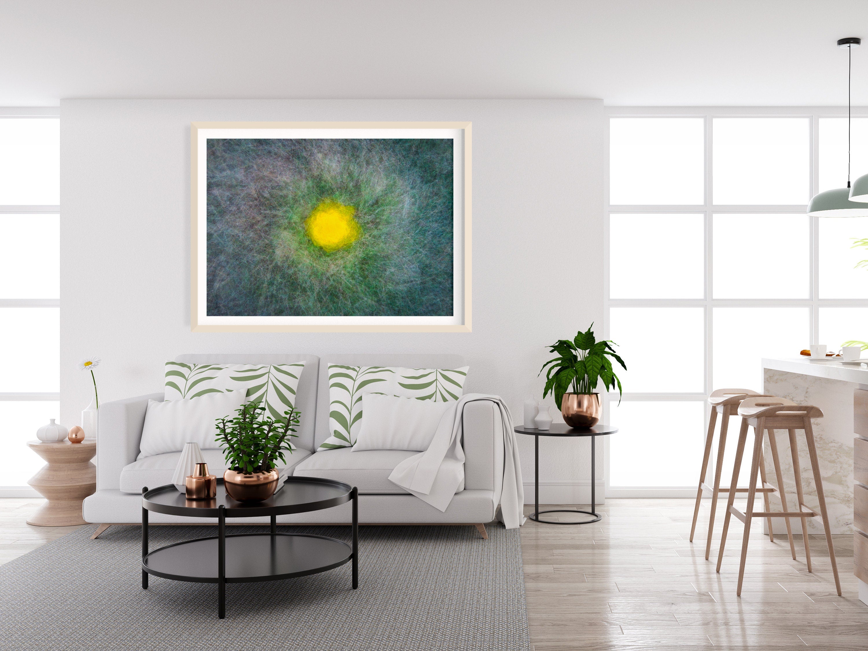 Yellow Flower Impressionist Painting: Abstract Fine Art Canvas Print