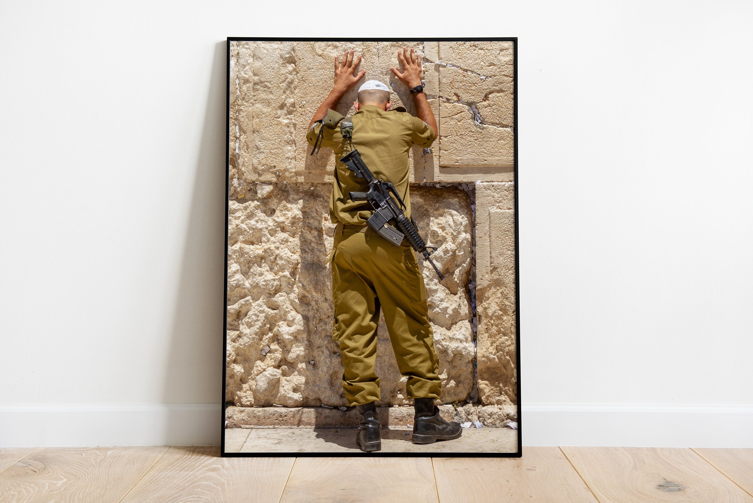 Israeli Jewish Soldier Wall Art - Soldier praying at the Western Wall - Kosel Jerusalem - Kotel Fine Art print - Jewish Tsahal IDF Soldier