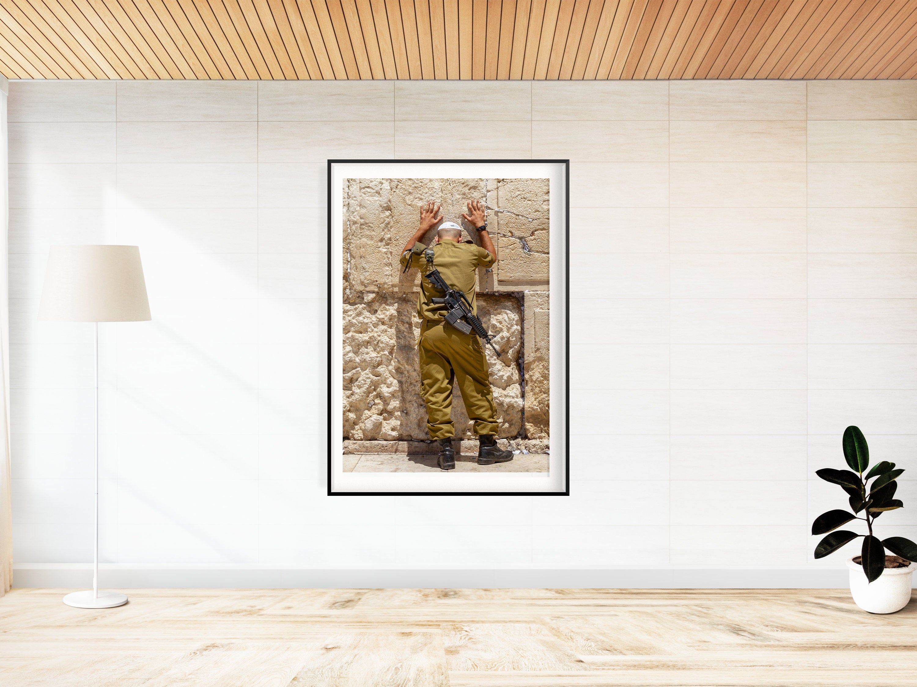 Israeli Jewish Soldier Wall Art - Soldier praying at the Western Wall - Kosel Jerusalem - Kotel Fine Art print - Jewish Tsahal IDF Soldier
