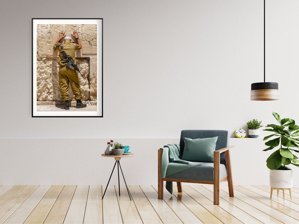 Israeli Jewish Soldier Wall Art - Soldier praying at the Western Wall - Kosel Jerusalem - Kotel Fine Art print - Jewish Tsahal IDF Soldier