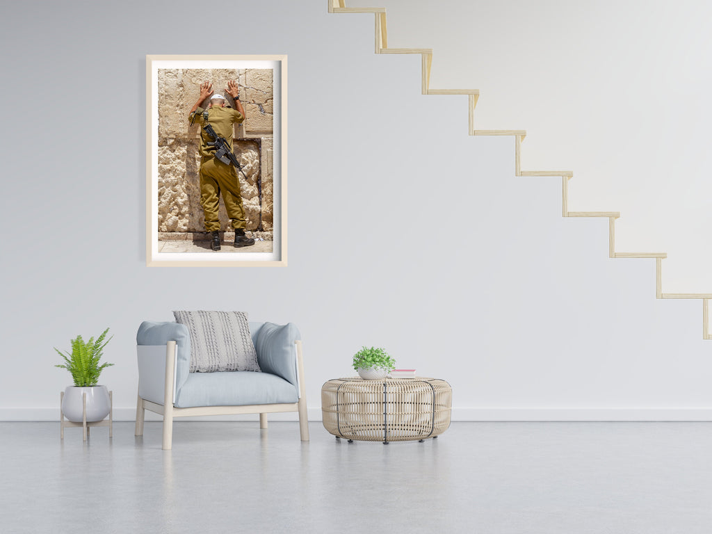 Israeli Jewish Soldier Wall Art - Soldier praying at the Western Wall - Kosel Jerusalem - Kotel Fine Art print - Jewish Tsahal IDF Soldier