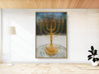 Seven-branched Jerusalem Candelabrum Menorah Impressionist Painting — Menorah of the Jewish Israeli Temple