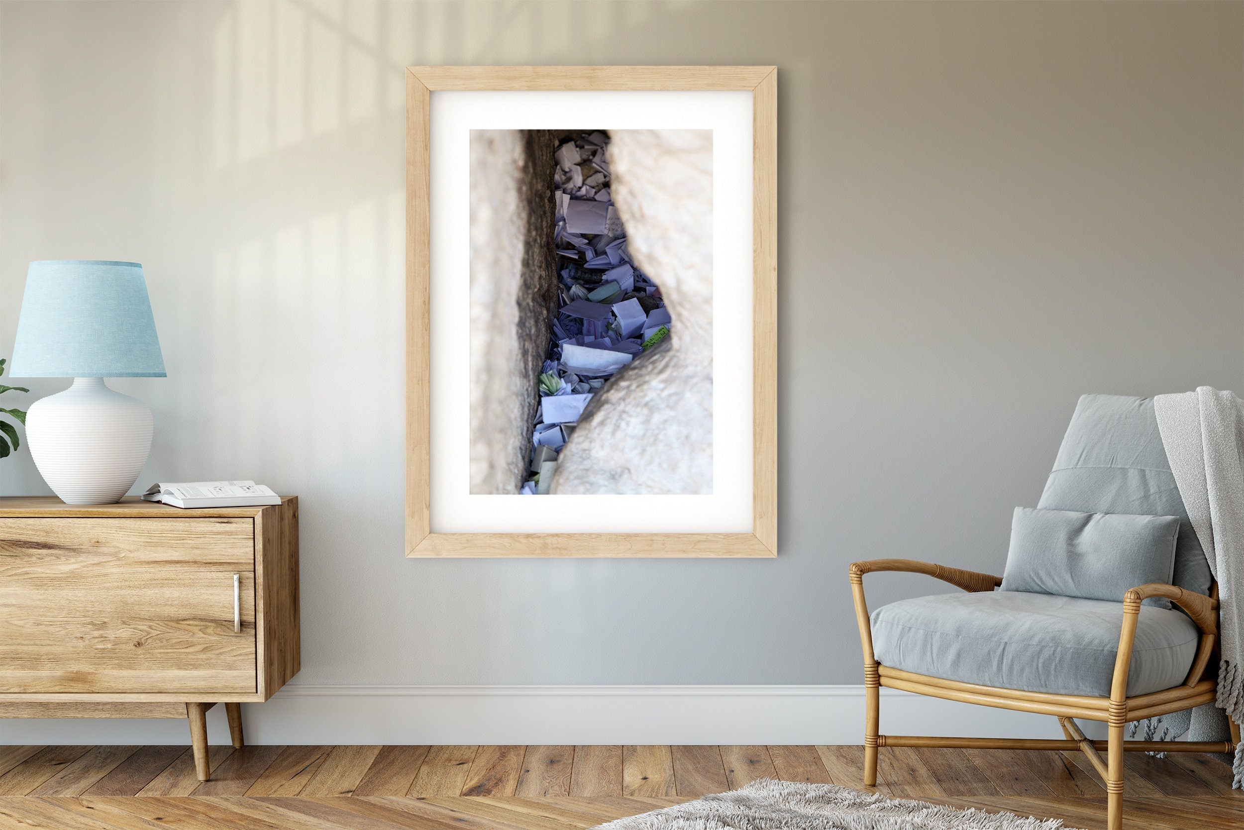 Jerusalem Kotel Western Wall Stone Gap — Prayer Paper Notes Between Stones