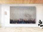 Jerusalem Kotel Western Wall Abstract Painting — Jewish Men Praying at the Kosel with Blue & White Israeli Flag