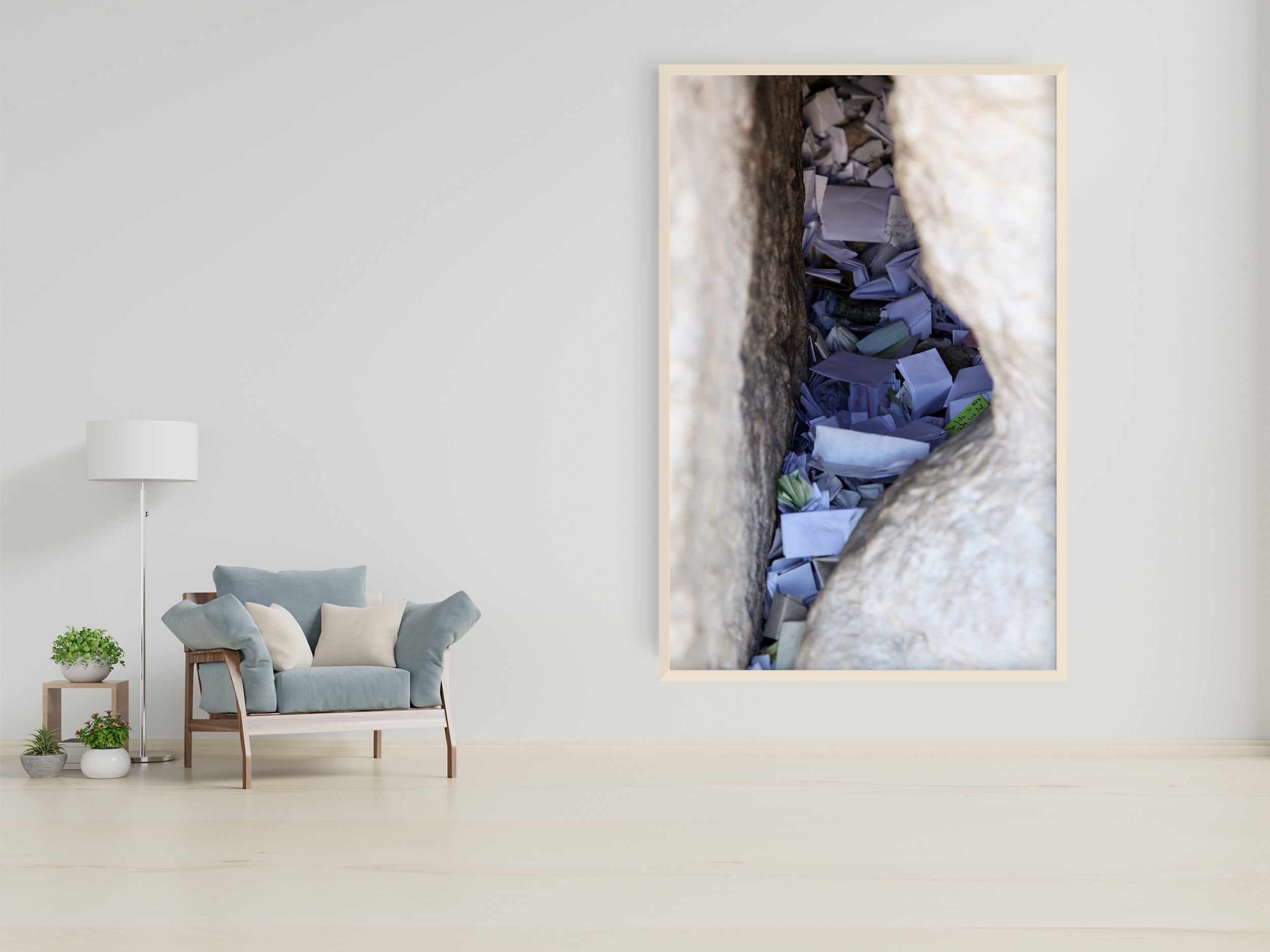 Jerusalem Kotel Western Wall Stone Gap — Prayer Paper Notes Between Stones